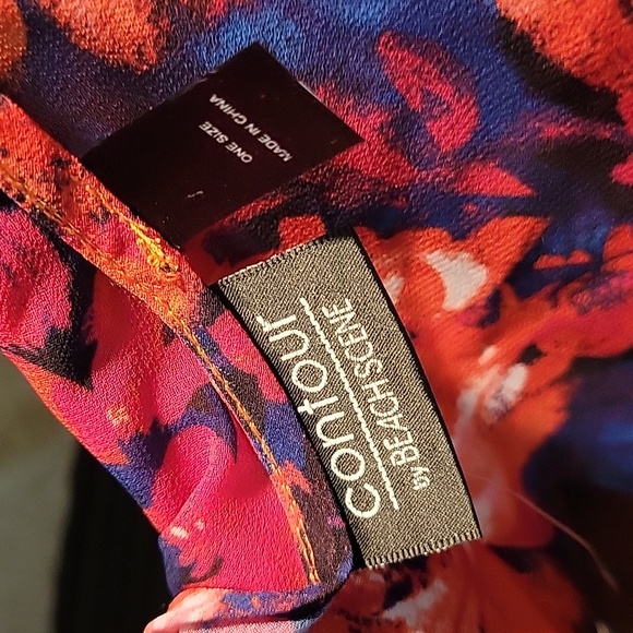 CONTOUR BY BEACH SCENE Plus Size floral cold shoulder swimsuit cover up New! - Picture 6 of 7